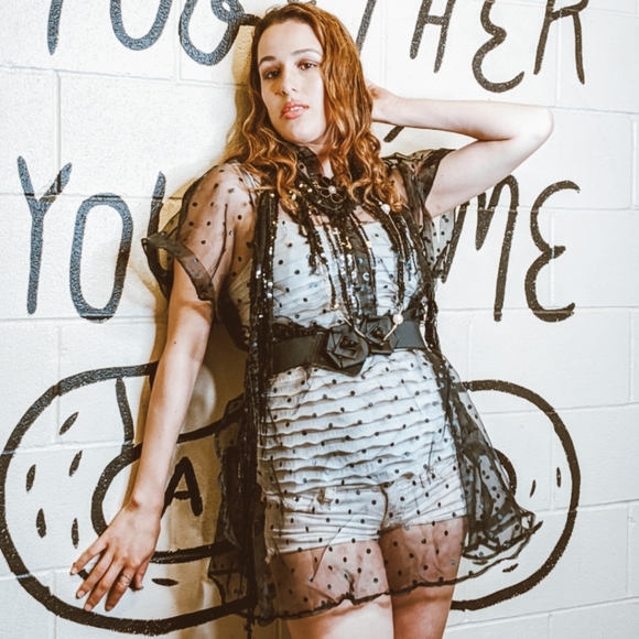 NWT Polka Dot Chiffon Sheer Mini Dress S:Sm-Med - Picture 5 of 10